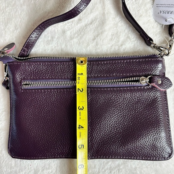 Befen Dark Plum Leather Adjustable Strap Crossbody Bag - Picture 7 of 9